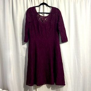 Burgundy lace dress with sheer sleeves